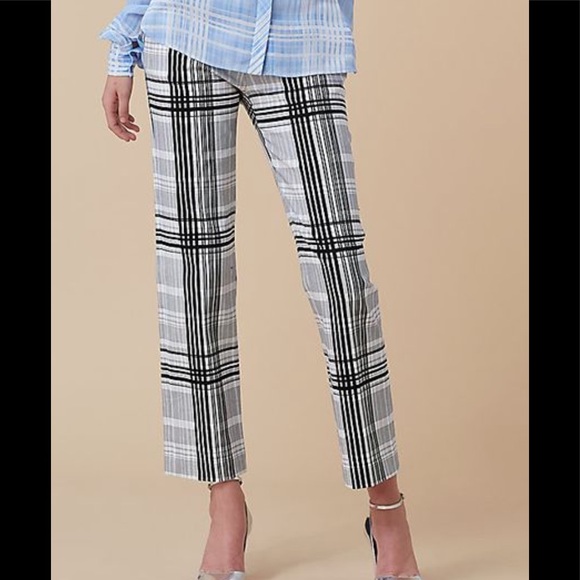 Diane von Furstenberg Cigarette Plaid Twill Pants - Picture 1 of 6